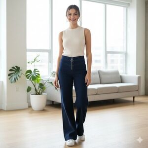 EXPRESS Women's Wide Leg Super High Rise Dark Wash Zip Fly Jeans - Size 00S/ 00C